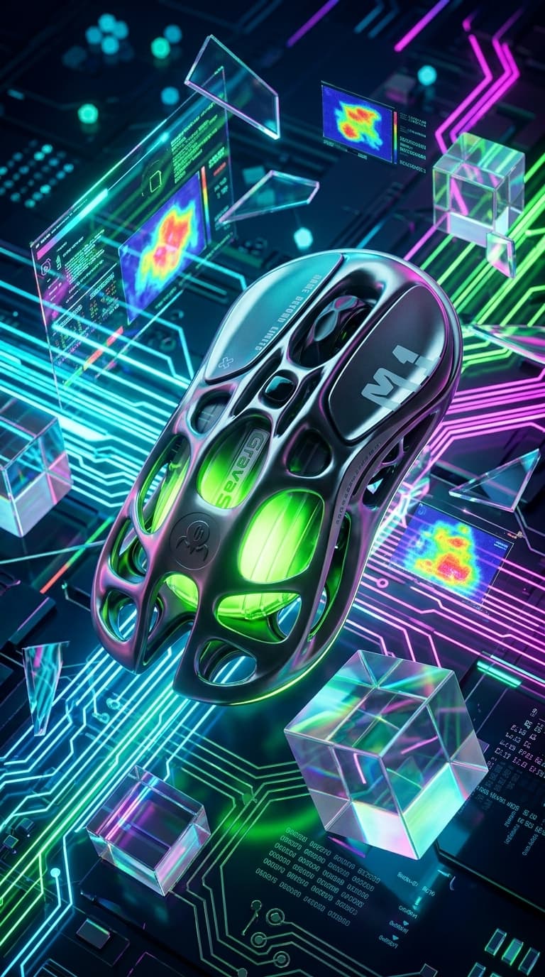 Tạo ảnh quảng cáo sản phẩm công nghệ lơ trong không gian Cyberpunk neon